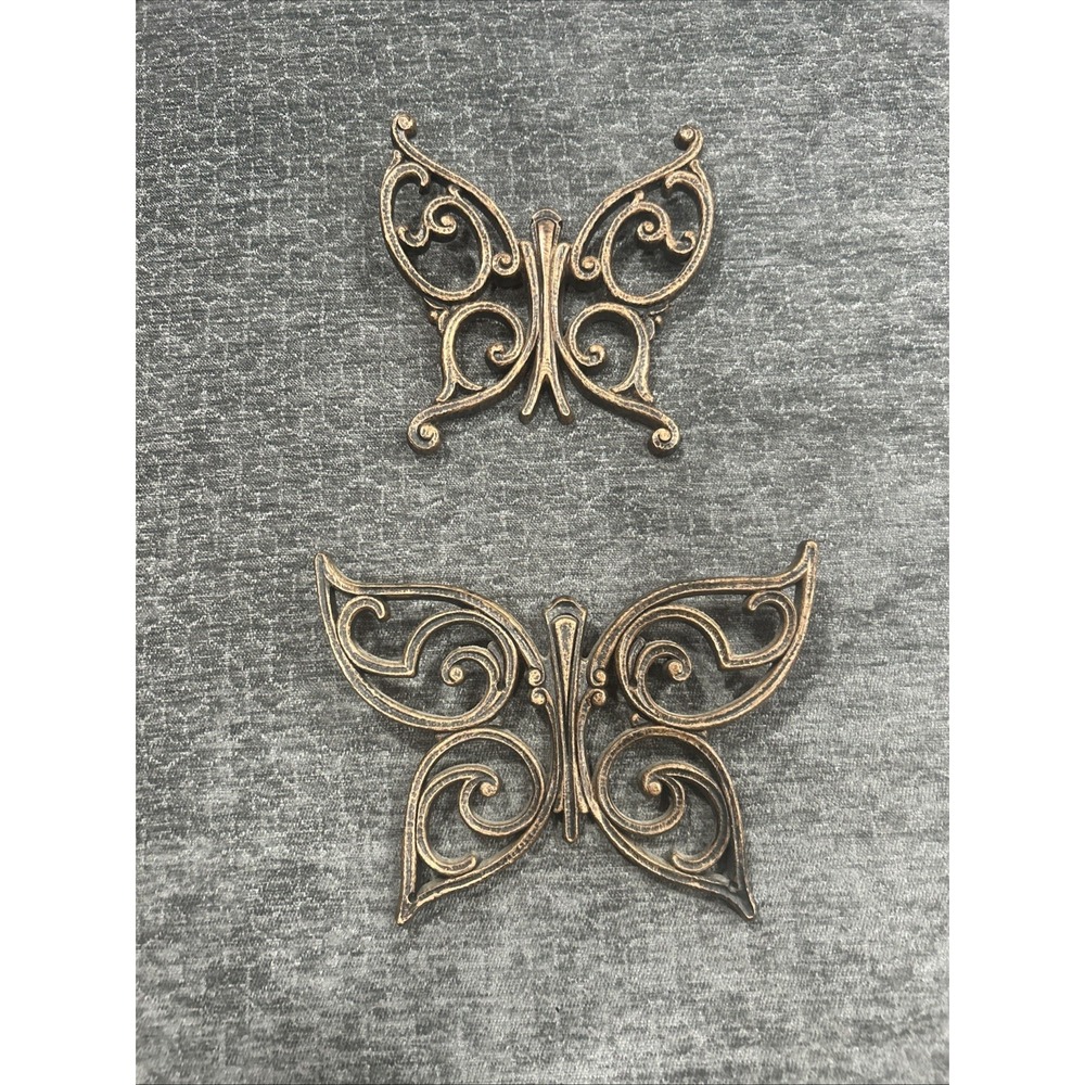 Coppercraft Faux Rattan Plastic Wall Butterflies - Vintage Wall Art‎ Pair Decor